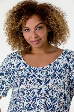 Roman Blue Curve Tile Print Longline Top 12 Roman Blue Curve Tile Print Longline Top -Roman Sales Shop unnamed file 7811