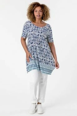 Roman Blue Curve Tile Print Longline Top 13 Roman Blue Curve Tile Print Longline Top -Roman Sales Shop unnamed file 7812