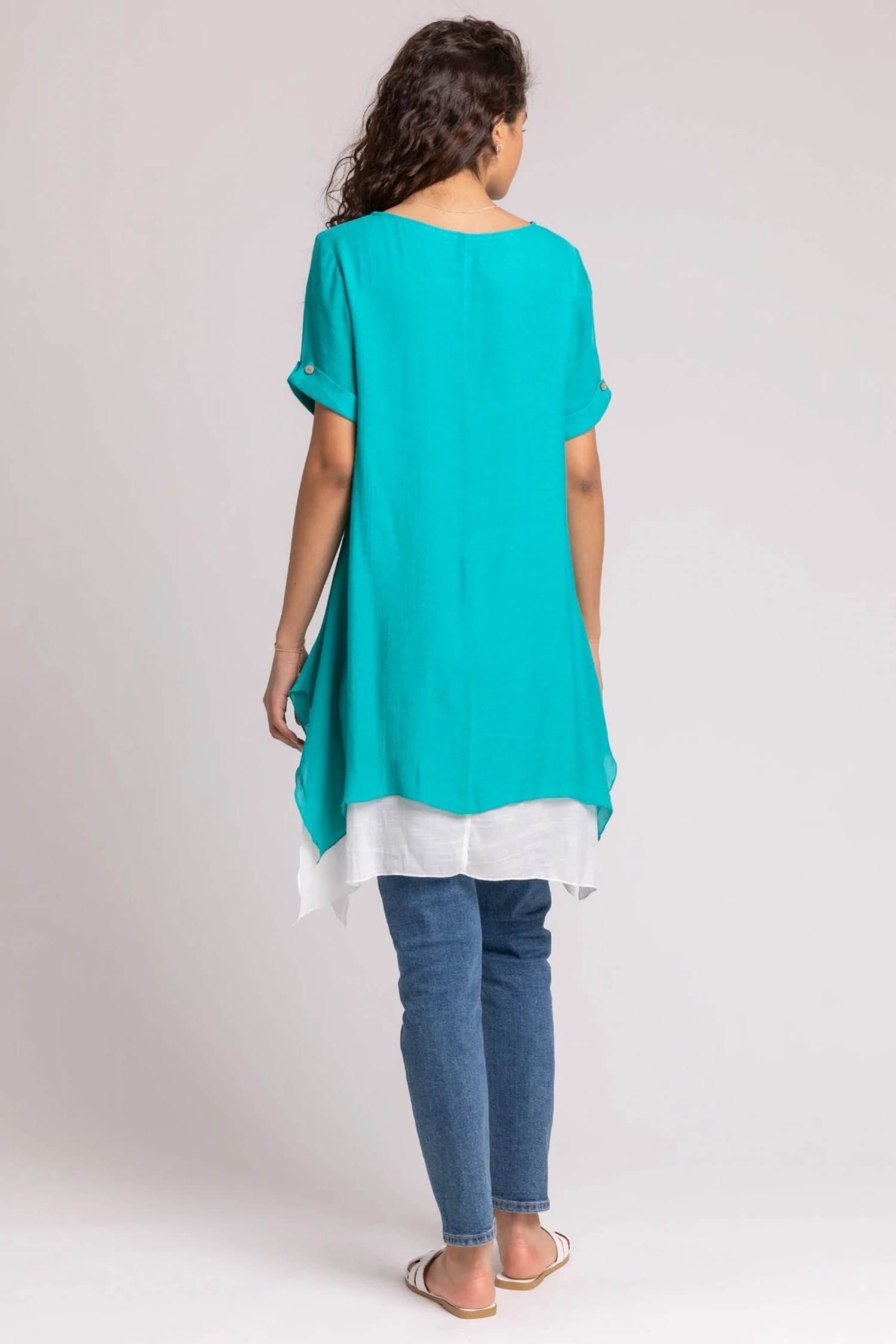 Roman Blue Dragonfly Print Asymmetric Tunic Top 4 Roman Blue Dragonfly Print Asymmetric Tunic Top - Image 2