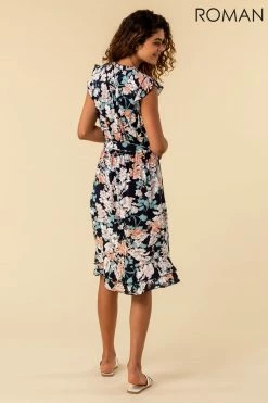 Roman Navy Tie Front Frill Detail Dress 8 Roman Navy Tie Front Frill Detail Dress -Roman Sales Shop unnamed file 782