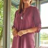 Roman Dark Pink Longline Button Detail Tunic Top