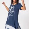 Roman Blue Floral Motif Print Asymmetric Tunic Top 2 Roman Blue Floral Motif Print Asymmetric Tunic Top -Roman Sales Shop unnamed file 7832