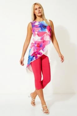 Roman Pink Floral Print Asymmetric Tunic Top 13 Roman Pink Floral Print Asymmetric Tunic Top -Roman Sales Shop unnamed file 7863
