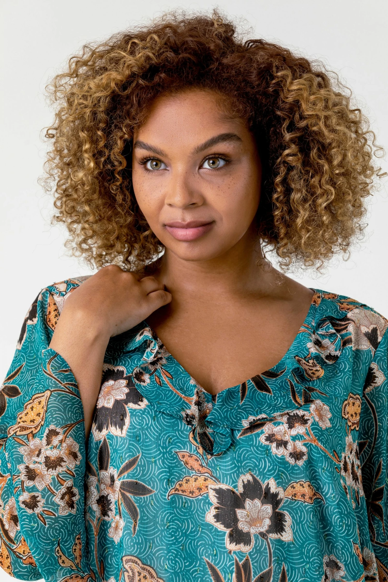 Roman Blue Curve Textured Spot Frill Detail Top 6 Roman Blue Curve Textured Spot Frill Detail Top - Image 4