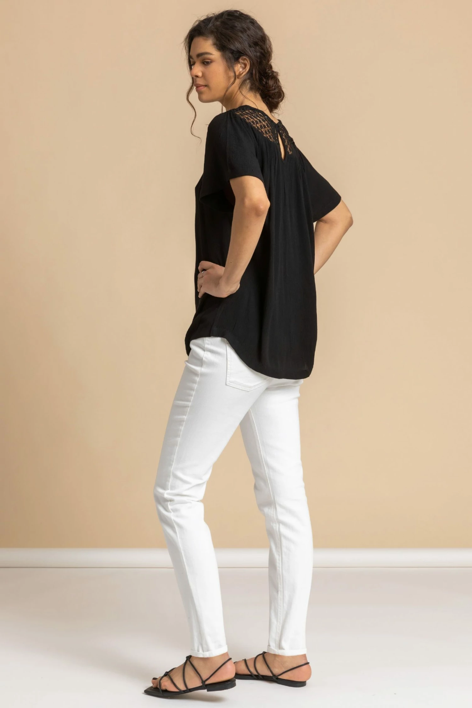 Roman Black Lace Panel Tunic Top 4 Roman Black Lace Panel Tunic Top - Image 2