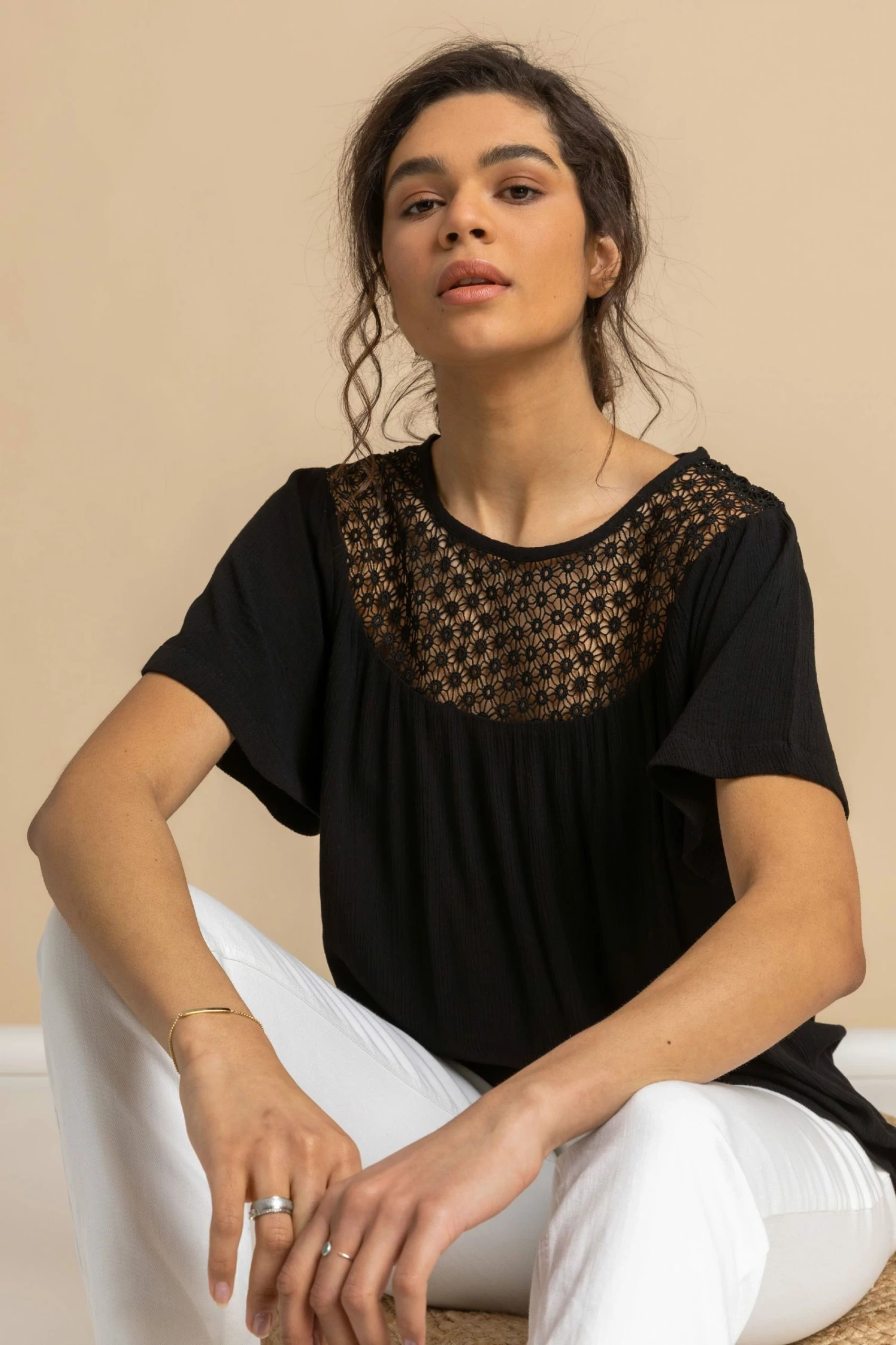 Roman Black Lace Panel Tunic Top 7 Roman Black Lace Panel Tunic Top - Image 5