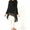Roman Black Chiffon Detail Dipped Hem Top 1 Roman Black Chiffon Detail Dipped Hem Top -Roman Sales Shop unnamed file 7879