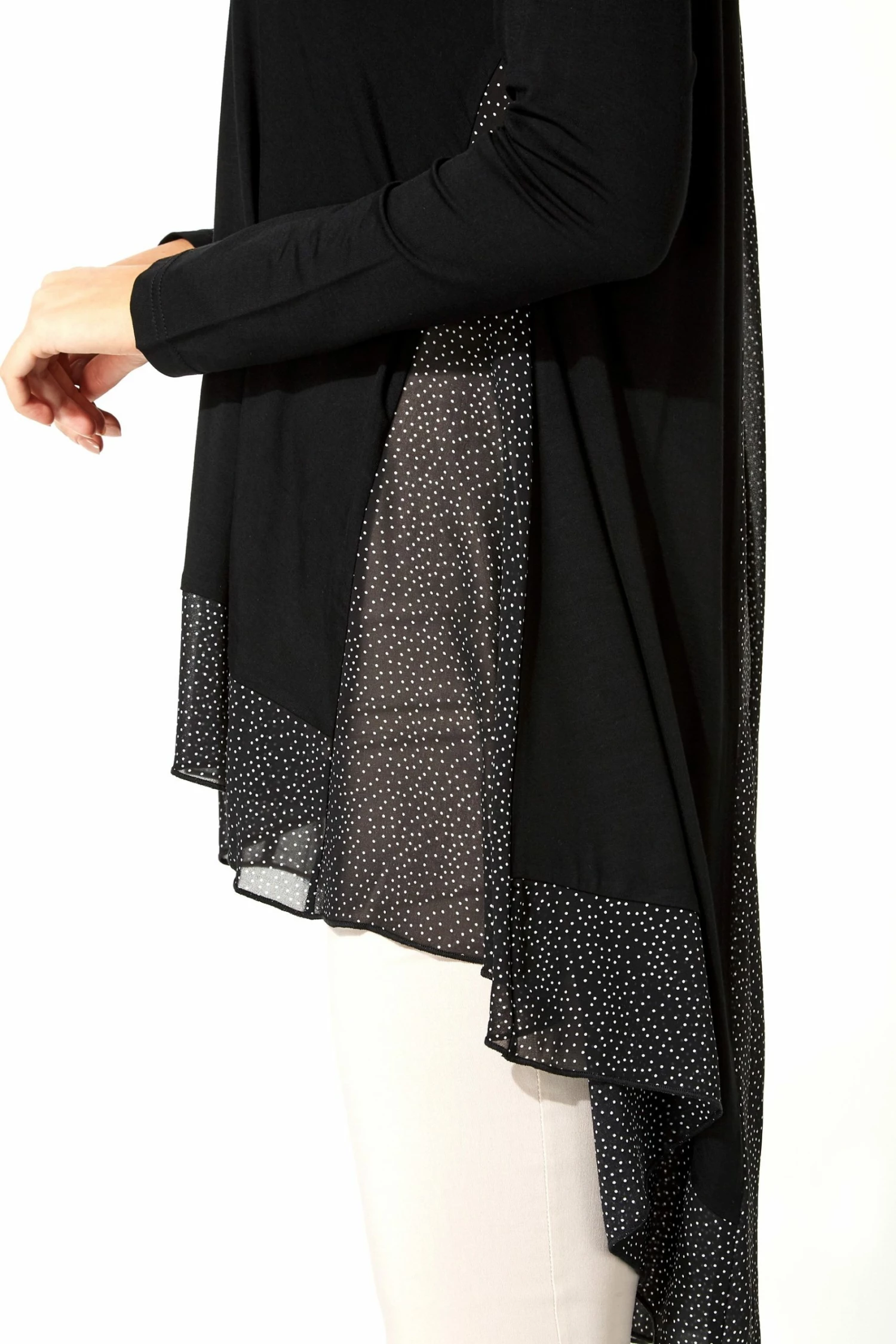 Roman Black Chiffon Detail Dipped Hem Top 5 Roman Black Chiffon Detail Dipped Hem Top - Image 3