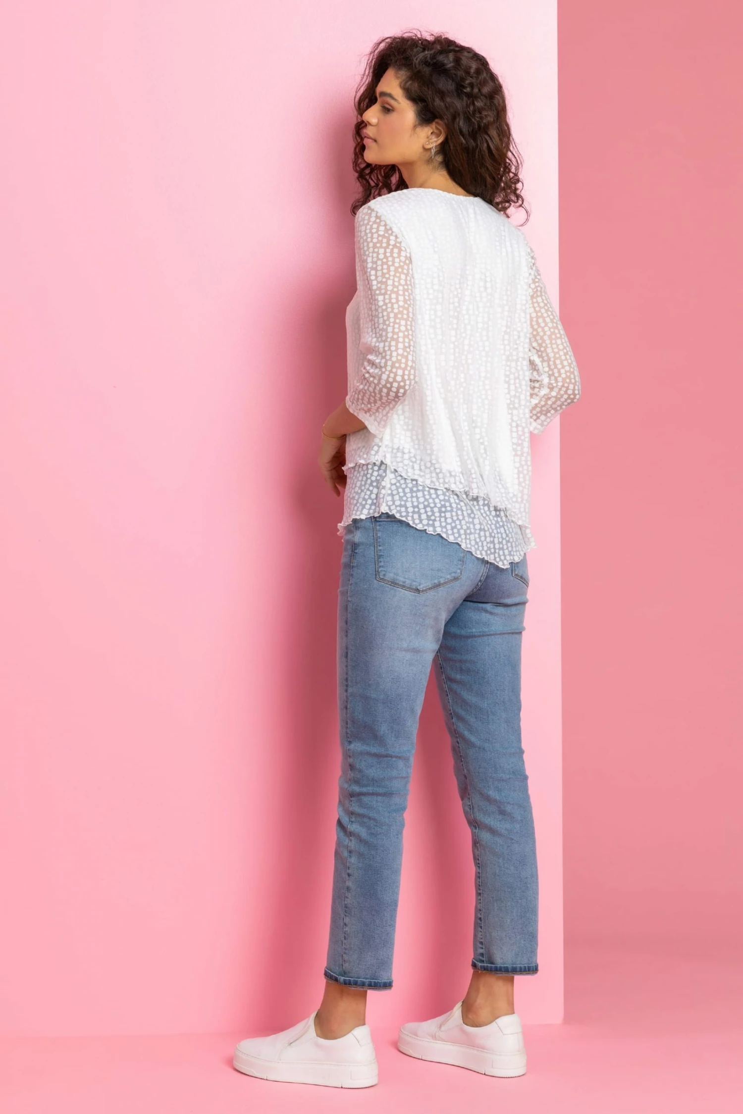 Roman White Burnout Spot Print Asymmetric Top 4 Roman White Burnout Spot Print Asymmetric Top - Image 2