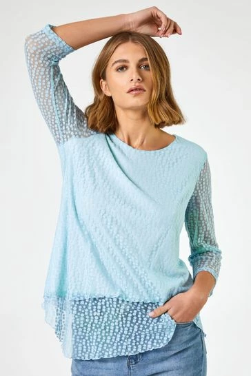 Roman White Burnout Spot Print Asymmetric Top 8 Roman White Burnout Spot Print Asymmetric Top - Image 6