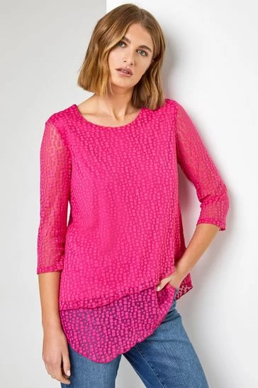 Roman White Burnout Spot Print Asymmetric Top 9 Roman White Burnout Spot Print Asymmetric Top - Image 7