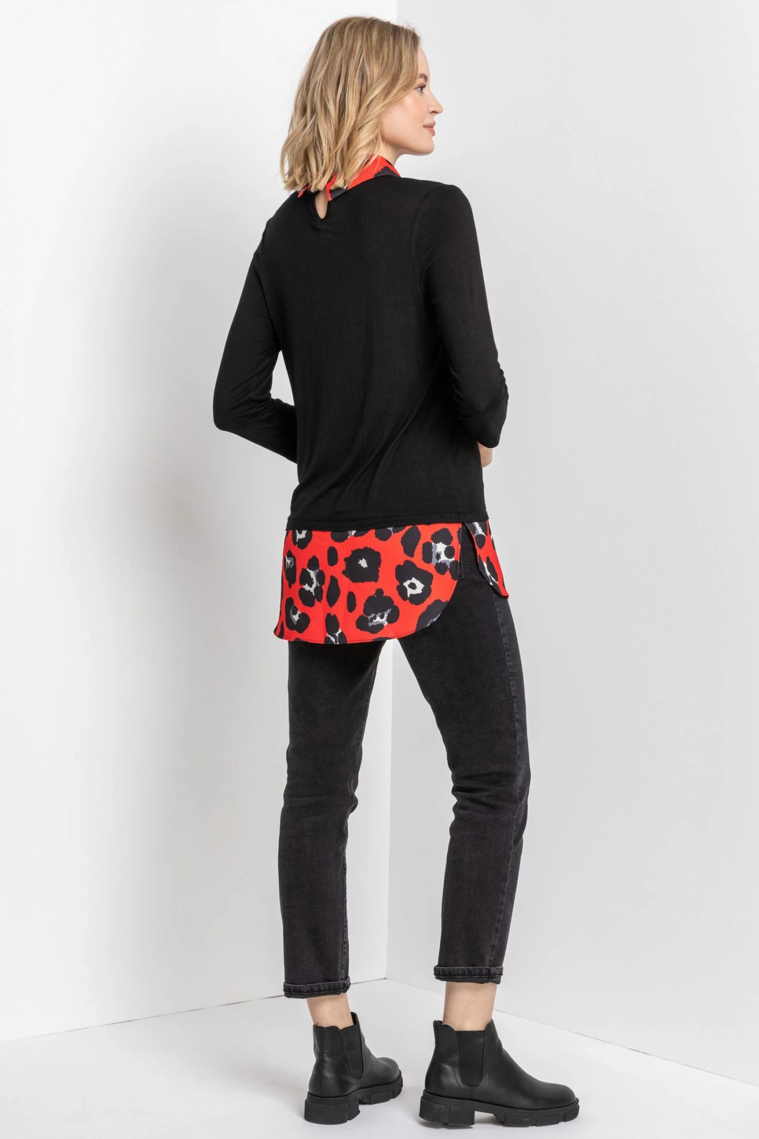 Roman Red Contrast Detail Animal Print Top 4 Roman Red Contrast Detail Animal Print Top - Image 2