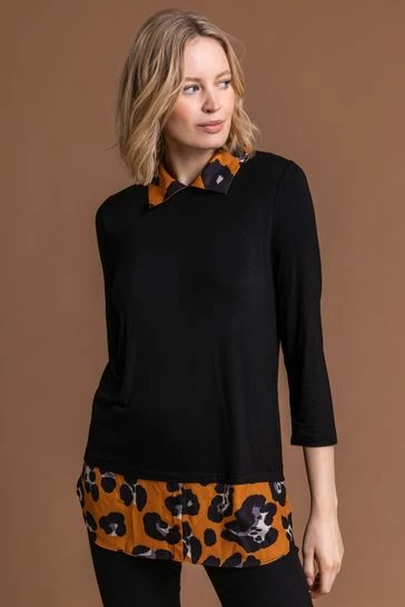 Roman Red Contrast Detail Animal Print Top 9 Roman Red Contrast Detail Animal Print Top - Image 7