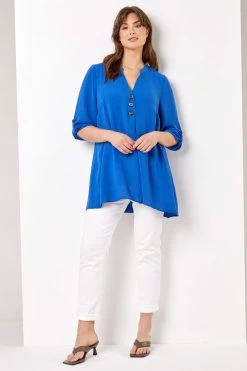 Roman Blue Curve Button Detail Tunic Top 10 Roman Blue Curve Button Detail Tunic Top -Roman Sales Shop unnamed file 7901