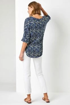 Roman Blue Ditsy Floral Print Tunic Top 9 Roman Blue Ditsy Floral Print Tunic Top -Roman Sales Shop unnamed file 7907