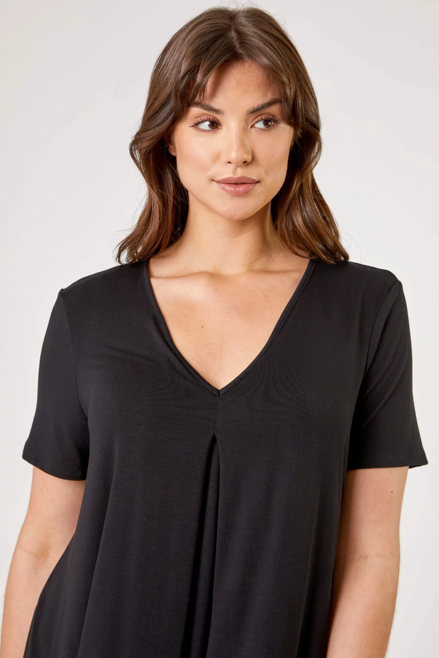 Roman Black Curve Pleat Front Jersey Tunic Top 5 Roman Black Curve Pleat Front Jersey Tunic Top - Image 3