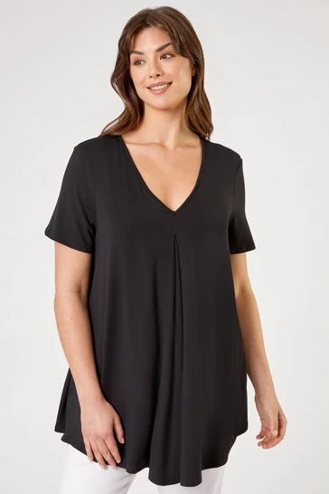 Roman Black Curve Pleat Front Jersey Tunic Top 7 Roman Black Curve Pleat Front Jersey Tunic Top - Image 5