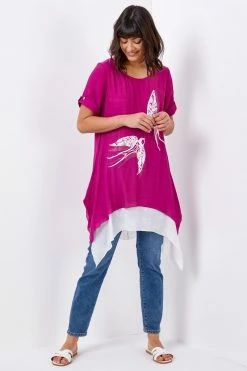 Roman Pink Bird Print Asymmetric Tunic Top 9 Roman Pink Bird Print Asymmetric Tunic Top -Roman Sales Shop unnamed file 7924