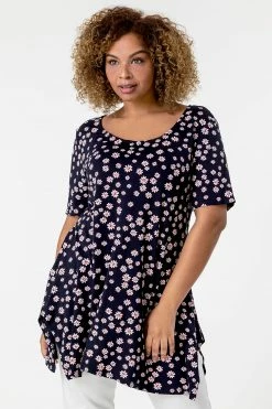 Roman Blue Curve Floral Print Hanky Hem Top 11 Roman Blue Curve Floral Print Hanky Hem Top -Roman Sales Shop unnamed file 7960