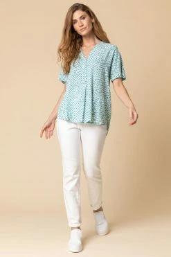 Roman Green Spot Print V-Neck Tunic Top -Roman Sales Shop unnamed file 7975
