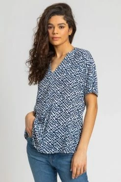 Roman Green Spot Print V-Neck Tunic Top -Roman Sales Shop unnamed file 7978