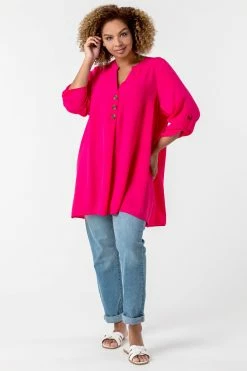 Roman Pink Curve Button Detail Tunic Top -Roman Sales Shop unnamed file 7982