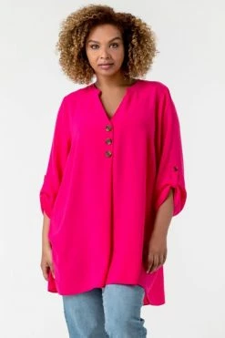 Roman Pink Curve Button Detail Tunic Top -Roman Sales Shop unnamed file 7984