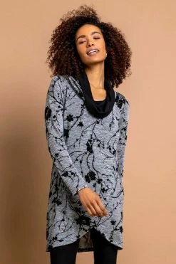 Roman Grey Flocked Floral Cowl Neck Tunic 11 Roman Grey Flocked Floral Cowl Neck Tunic -Roman Sales Shop unnamed file 7989