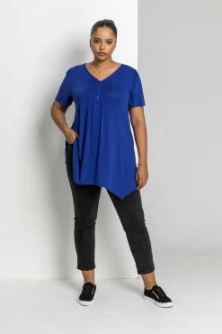 Roman Blue Curve Plain Hanky Hem Top -Roman Sales Shop unnamed file 7992