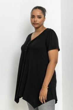 Roman Blue Curve Plain Hanky Hem Top -Roman Sales Shop unnamed file 7994