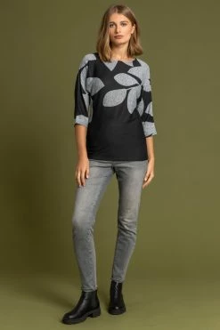 Roman Grey Floral Colour Block Jersey Top -Roman Sales Shop unnamed file 7997