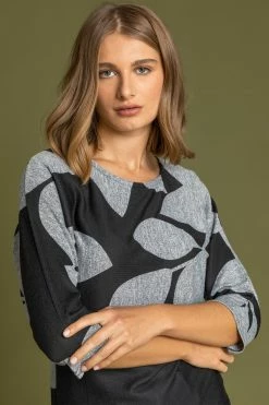 Roman Grey Floral Colour Block Jersey Top -Roman Sales Shop unnamed file 7998