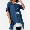 Roman Blue Curve Flamingo Print Asymmetric Tunic Top -Roman Sales Shop unnamed file 8000