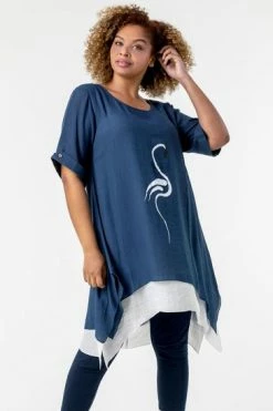 Roman Blue Curve Flamingo Print Asymmetric Tunic Top 11 Roman Blue Curve Flamingo Print Asymmetric Tunic Top -Roman Sales Shop unnamed file 8004