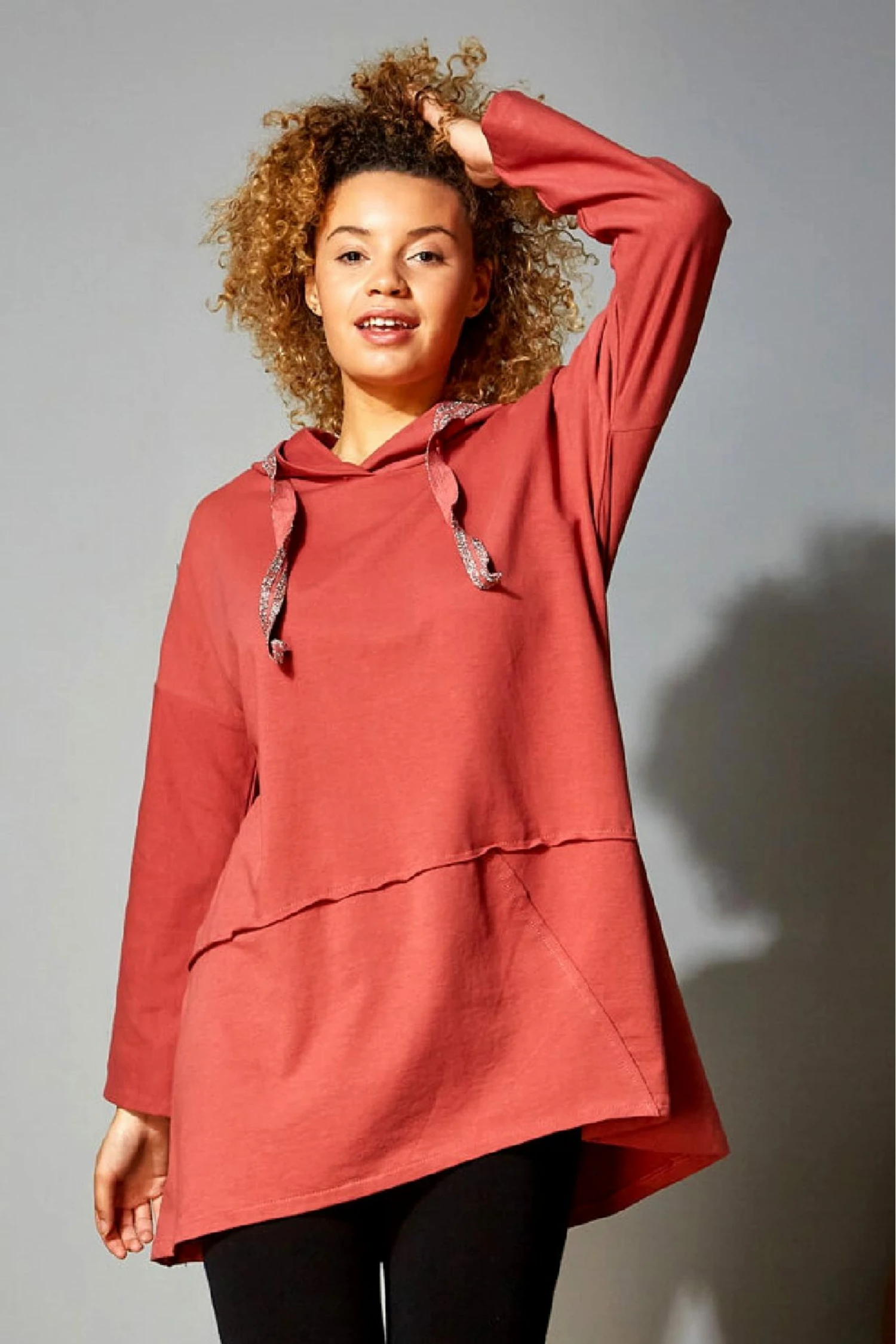 Roman Pink Long Sleeve Hooded Lounge Tunic 3 Roman Pink Long Sleeve Hooded Lounge Tunic