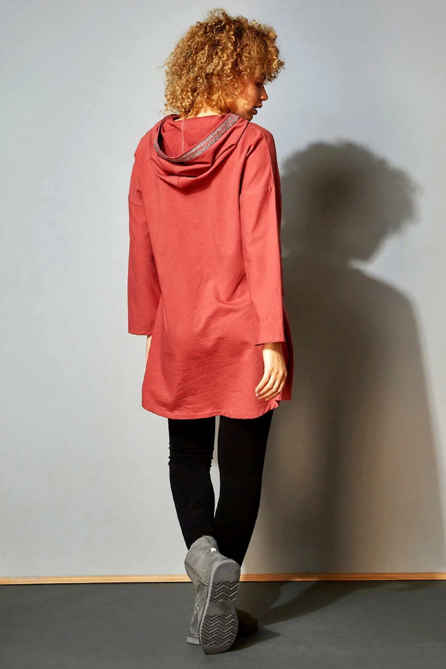 Roman Pink Long Sleeve Hooded Lounge Tunic 5 Roman Pink Long Sleeve Hooded Lounge Tunic - Image 3