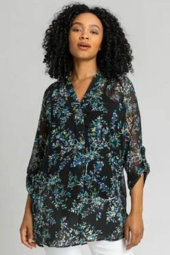 Roman Black Petite Floral Print Button Detail Tunic Top 11 Roman Black Petite Floral Print Button Detail Tunic Top -Roman Sales Shop unnamed file 8031