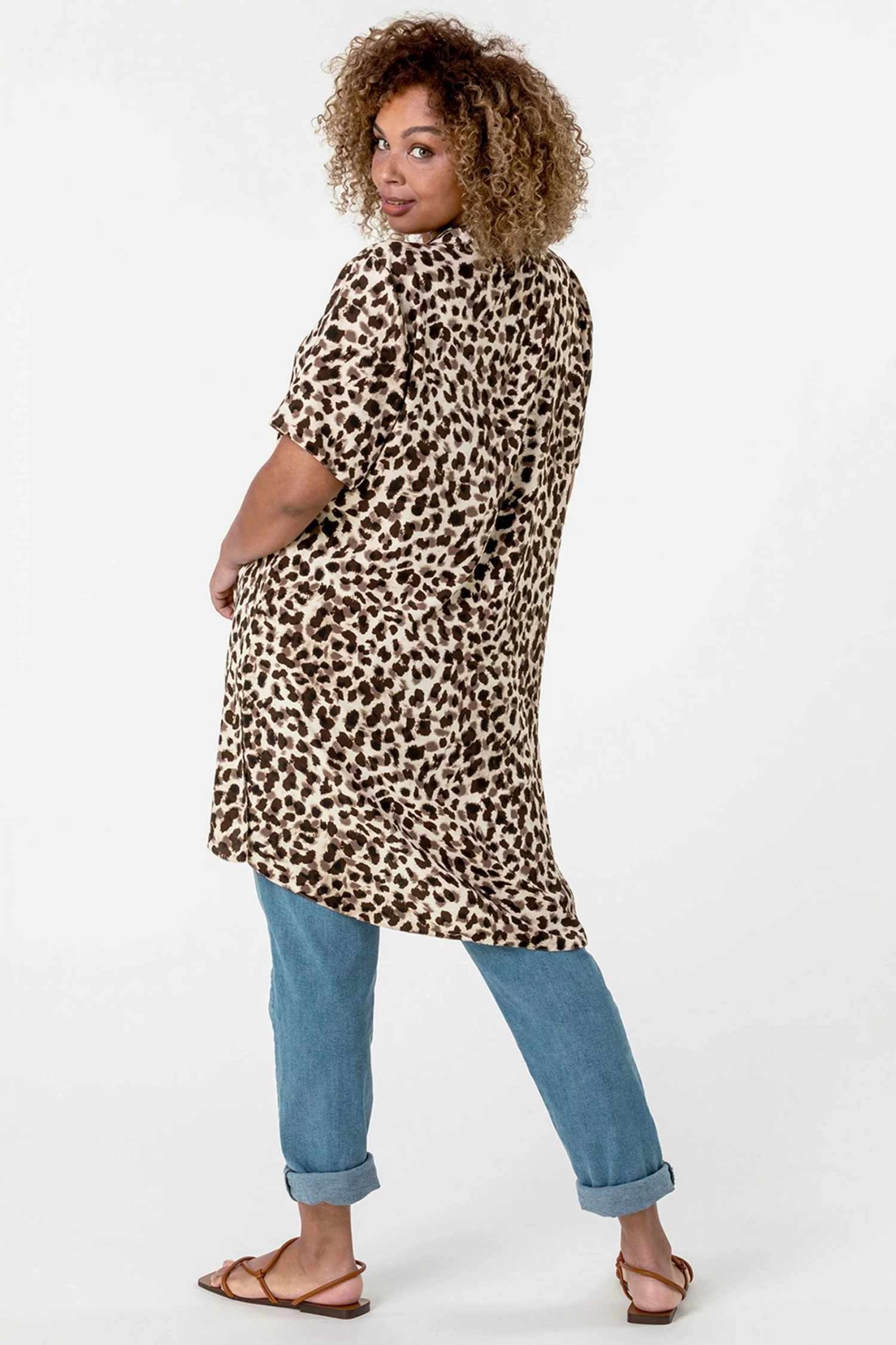 Roman Brown Curve Animal Print Tunic Top 4 Roman Brown Curve Animal Print Tunic Top - Image 2