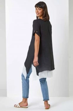 Roman Black Floral Print Asymmetric Tunic Top 8 Roman Black Floral Print Asymmetric Tunic Top -Roman Sales Shop unnamed file 8043