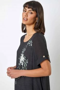 Roman Black Floral Print Asymmetric Tunic Top 10 Roman Black Floral Print Asymmetric Tunic Top -Roman Sales Shop unnamed file 8045