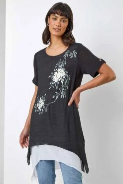 Roman Black Floral Print Asymmetric Tunic Top 11 Roman Black Floral Print Asymmetric Tunic Top -Roman Sales Shop unnamed file 8046