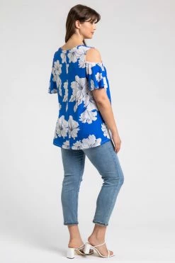 Roman Blue Curve Floral Print Cold Shoulder Top 10 Roman Blue Curve Floral Print Cold Shoulder Top -Roman Sales Shop unnamed file 8049