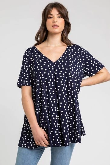 Roman Pink Curve Spot Print Pleat Front Top 9 Roman Pink Curve Spot Print Pleat Front Top - Image 7