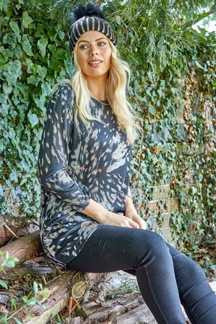 Roman Black Abstract Animal Print Tunic Top 7 Roman Black Abstract Animal Print Tunic Top - Image 5