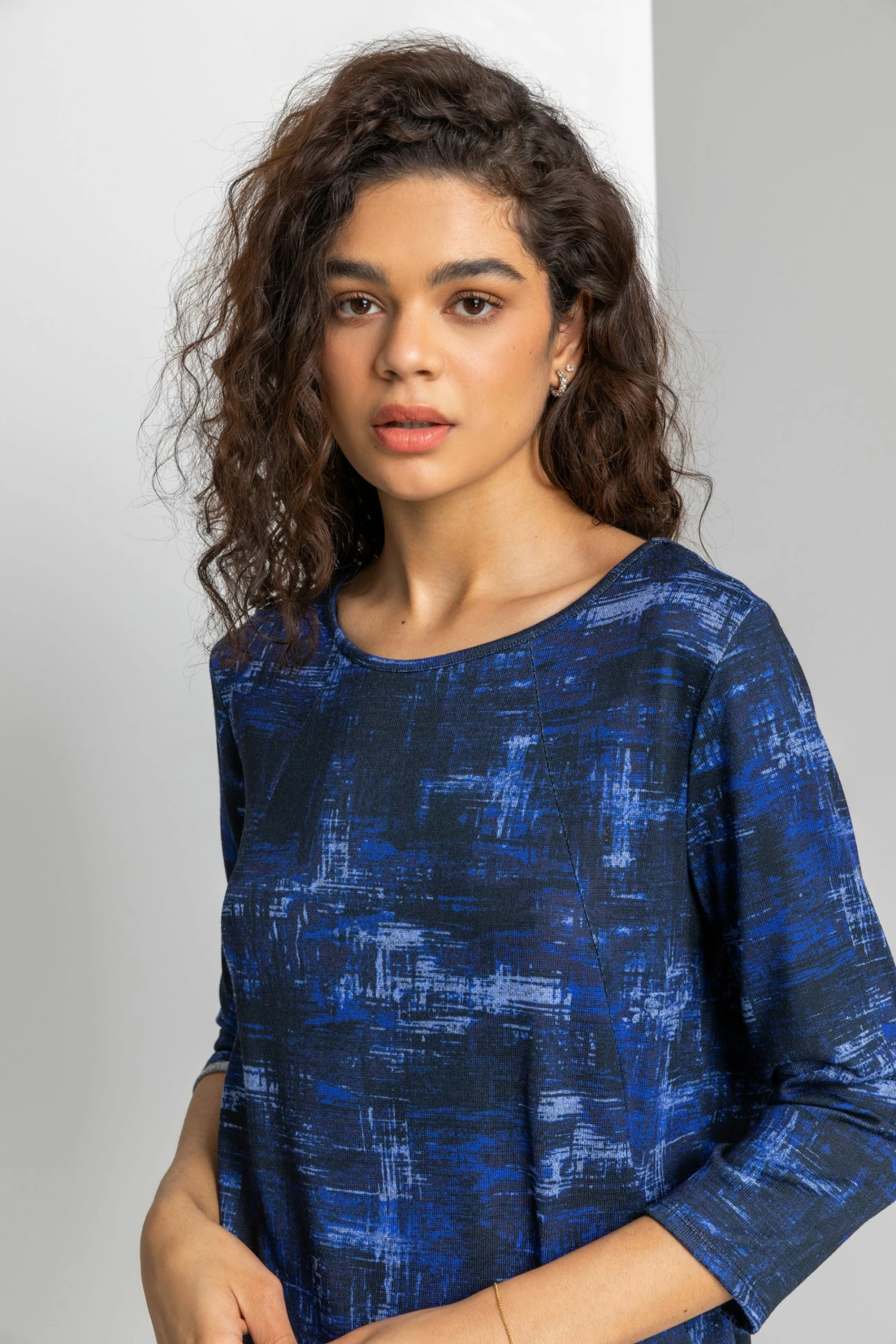 Roman Midnight Blue Abstract Print Pocket Tunic Top 6 Roman Midnight Blue Abstract Print Pocket Tunic Top - Image 4