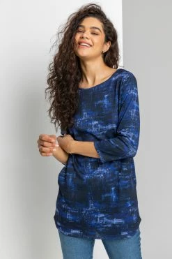 Roman Midnight Blue Abstract Print Pocket Tunic Top 13 Roman Midnight Blue Abstract Print Pocket Tunic Top -Roman Sales Shop unnamed file 8069