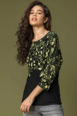 Roman Green Floral Border Print Jersey Top 11 Roman Green Floral Border Print Jersey Top -Roman Sales Shop unnamed file 8076