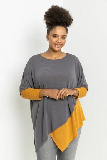 Roman Yellow Curve Colourblock Asymmetric Snood Top 5 Roman Yellow Curve Colourblock Asymmetric Snood Top - Image 3