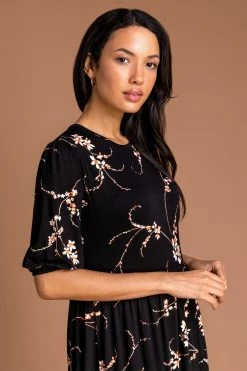 Roman Black Floral Print Tiered Midi Dress 10 Roman Black Floral Print Tiered Midi Dress -Roman Sales Shop unnamed file 81