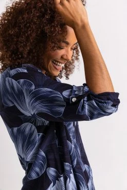 Roman Blue Floral Print Longline Tunic Top -Roman Sales Shop unnamed file 8104